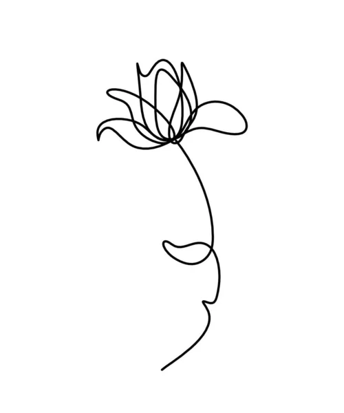 Абстрактний Малюнок Квіткової Лінії Ізольований Білому Тлі — стоковий вектор