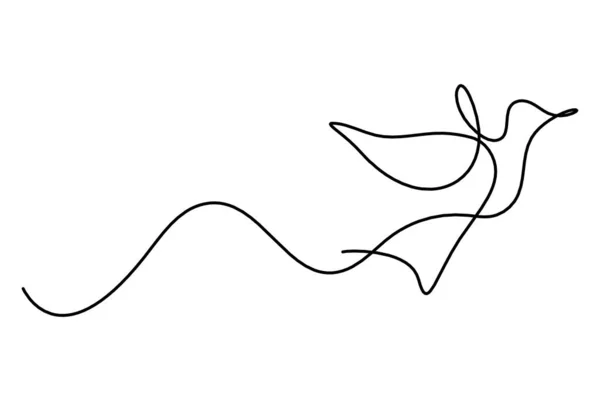Silhuett Abstrakt Flygande Fågel Linje Vit Bakgrund — Stock vektor