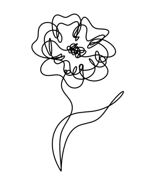 Abstraktní Kresba Květinové Čáry Izolované Bílém Pozadí — Stockový vektor