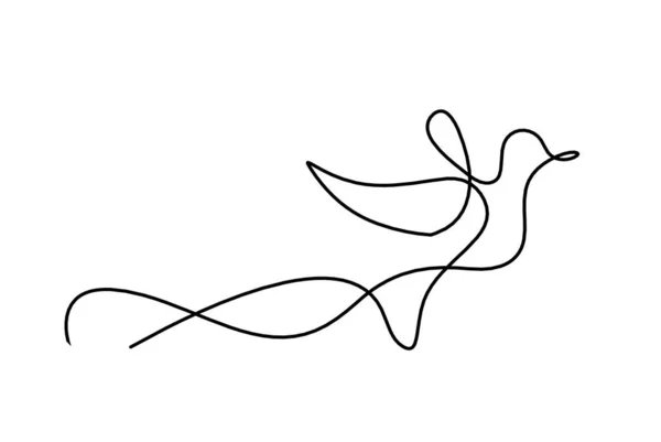 Silhouette Oiseau Volant Abstrait Ligne Sur Fond Blanc — Image vectorielle