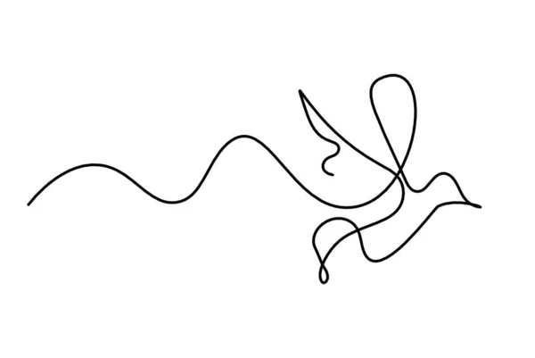 Silhueta Pássaro Voador Abstrato Linha Sobre Fundo Branco — Vetor de Stock