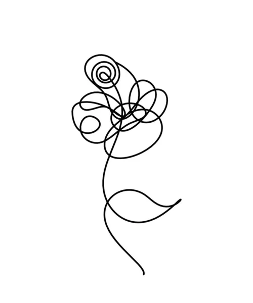 Abstrakte Blumenlinien Zeichnung Isoliert Auf Weißem Hintergrund — Stockvektor