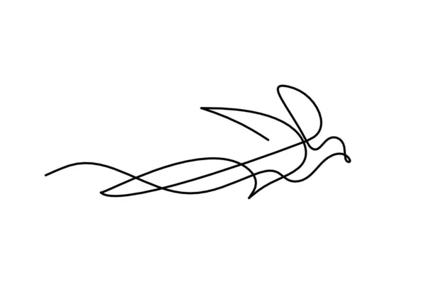Silhueta Pássaro Voador Abstrato Linha Sobre Fundo Branco —  Vetores de Stock
