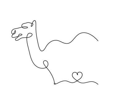 Soyut devenin silueti, kalbi beyaz üzerine çizgi gibi çizilmiş.