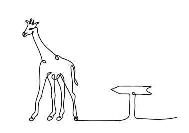 Soyut zürafa silueti. Yön olarak beyaz üzerine çizgi çiziyor.