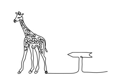 Soyut zürafa silueti. Yön olarak beyaz üzerine çizgi çiziyor.