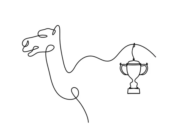 Silueta Camello Abstracto Con Trofeo Como Dibujo Línea Sobre Blanco — Vector de stock