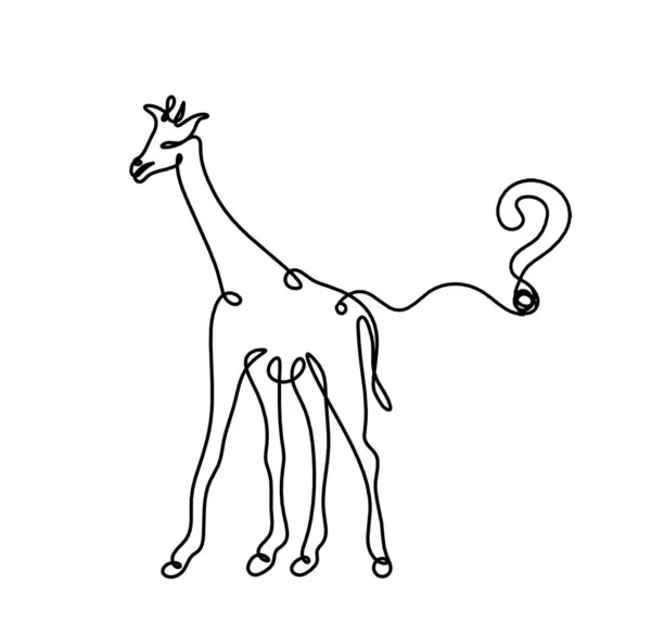 Soyut Zürafa Silueti Beyaz Üzerine Çizgi Çizen Soru Işareti — Stok Vektör