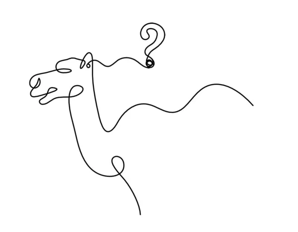 Silueta Camello Abstracto Con Signo Interrogación Como Dibujo Línea Sobre — Vector de stock