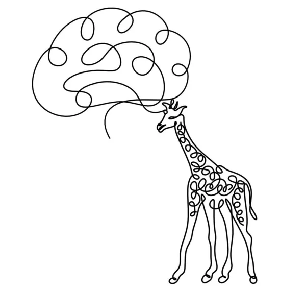 Silhouette Abstract Giraffe Brain Line Drawing White — Stock Vector
