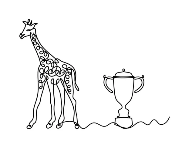 Silhouette Abstract Giraffe Trophy Line Drawing White — Stock Vector