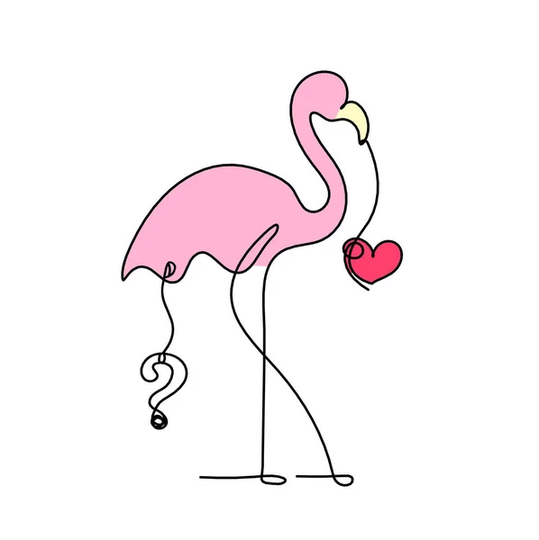 Silhueta Flamingo Cor Abstrata Com Ponto Interrogação Como Desenho Linha — Fotografia de Stock