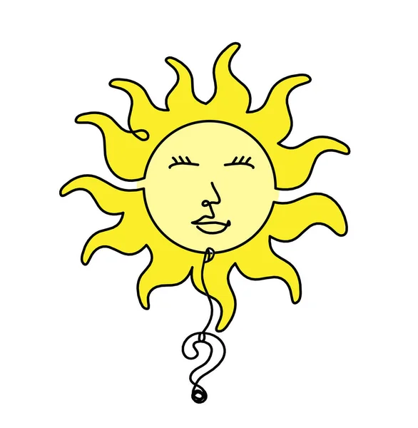 Cor Abstrato Sun Face Com Ponto Interrogação Como Desenho Linha — Fotografia de Stock