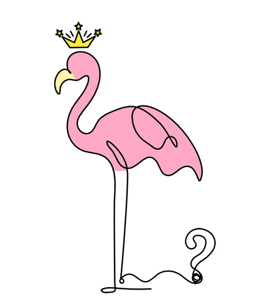 Silhueta Flamingo Cor Abstrata Com Ponto Interrogação Como Desenho Linha — Fotografia de Stock