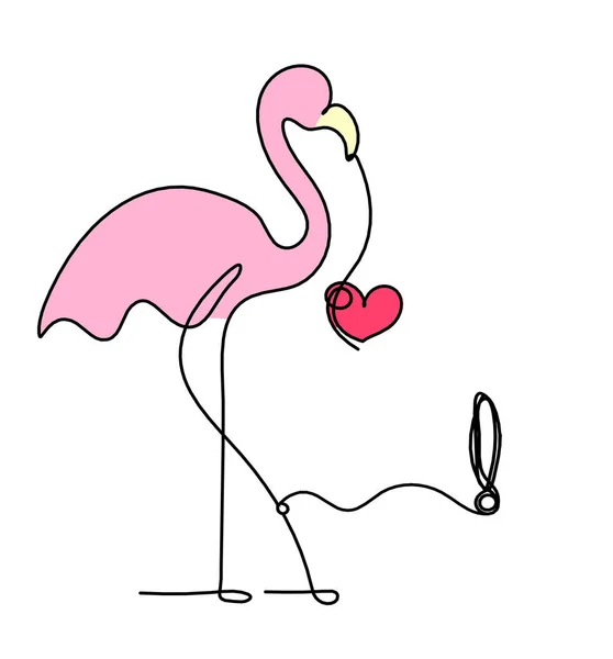 Silhueta Flamingo Cor Abstrata Com Ponto Exclamação Como Desenho Linha — Fotografia de Stock