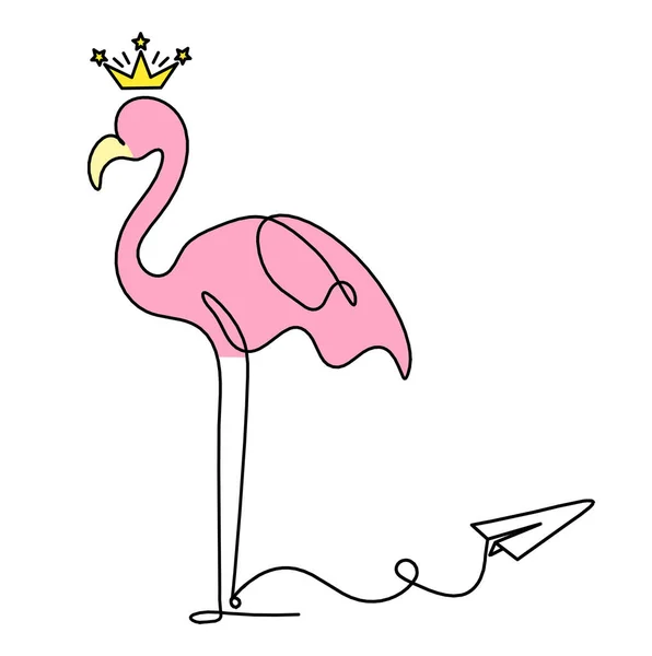 Silhueta Flamingo Cor Abstrata Com Plano Papel Como Desenho Linha — Fotografia de Stock