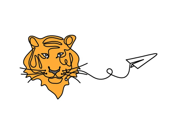 Silhouette Tigre Colore Astratto Con Piano Carta Come Linea Disegno — Foto Stock
