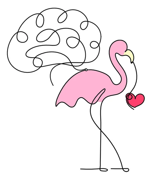 Silhueta Flamingo Cor Abstrata Com Cérebro Como Desenho Linha Fundo — Fotografia de Stock