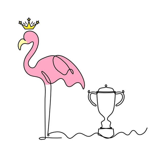 Silhouette Absztrakt Színű Flamingo Trófea Mint Vonal Rajz Fehér Háttér — Stock Fotó