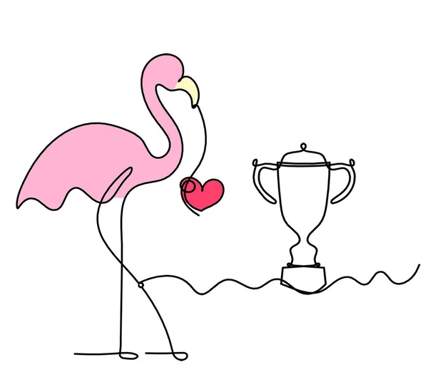 Silhouette Abstract Color Flamingo Trophy Line Drawing White Background — Stock Photo, Image