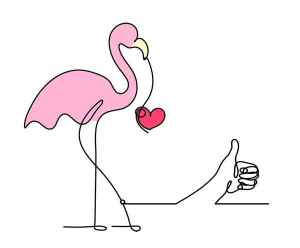Silhuett Abstrakt Farge Flamingo Med Hånd Som Linje Tegning Hvit – stockfoto