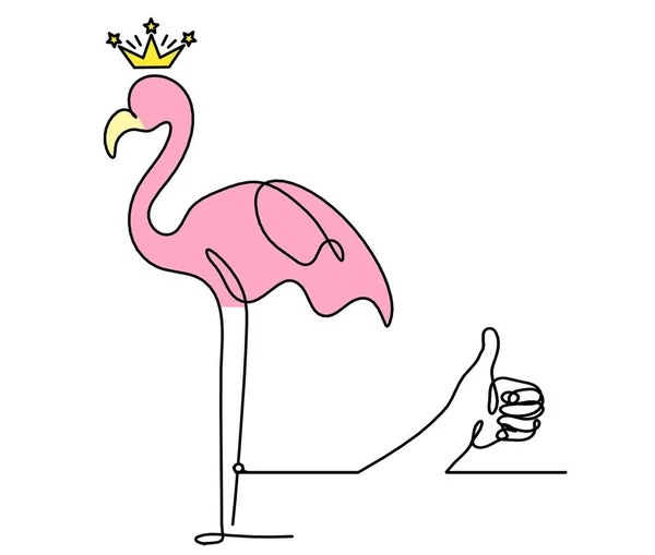 Soyut Renk Flamingosunun Silueti Beyaz Arkaplanda Çizgi Olarak Çizilmiş — Stok fotoğraf