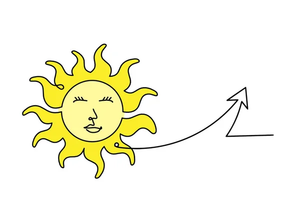 Beyaz Arkaplanda Çizgi Çizimi Olarak Ile Soyut Renk Güneş Yüzü — Stok fotoğraf
