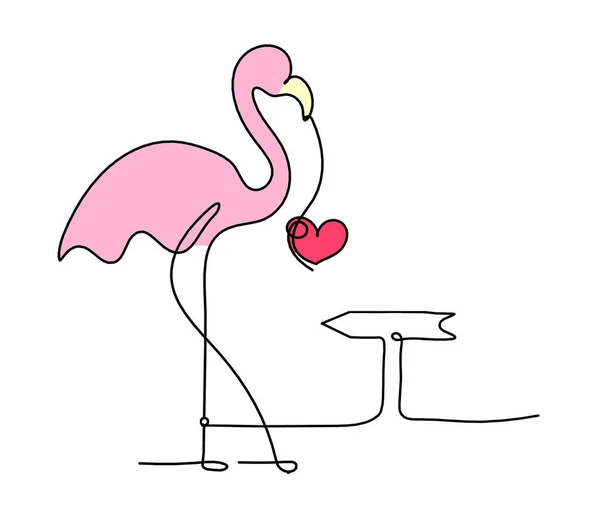 Soyut Renk Flamingosunun Silueti Beyaz Arkaplanda Çizgi Çizimi Yönüyle — Stok fotoğraf