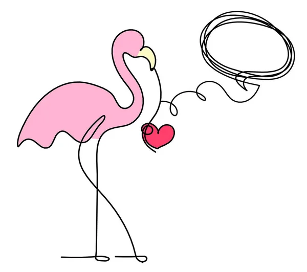 Silhuett Abstrakt Farge Flamingo Med Kommentar Som Linje Tegning Hvit – stockfoto