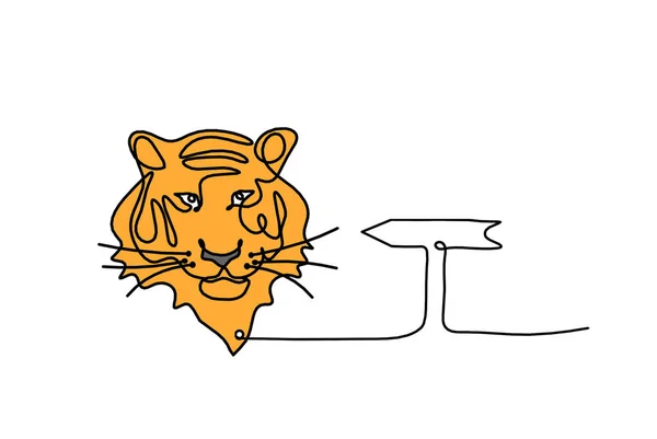 Silhuett Abstrakt Färg Tiger Med Riktning Som Linje Ritning Vitt — Stockfoto