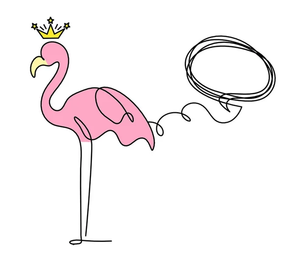 Sylwetka Abstrakcyjnego Koloru Flaminga Komentarzem Jako Rysunek Linii Białym Tle — Zdjęcie stockowe