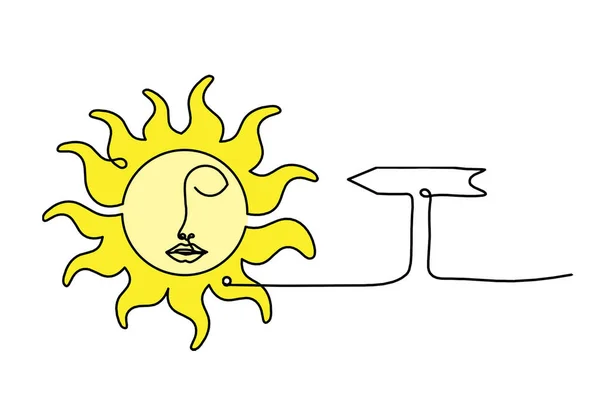 Abstrakcyjny Kolor Słońca Twarz Strzałką Jako Rysunek Linii Białym Tle — Zdjęcie stockowe