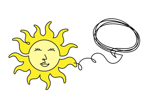 Beyaz Arkaplanda Çizgi Çizimi Olarak Yorumlu Soyut Renk Güneş Yüzü — Stok fotoğraf