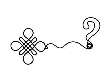 Beyaz arkaplanda çizgiler olan sonsuz uğurlu soru işaretinin işareti