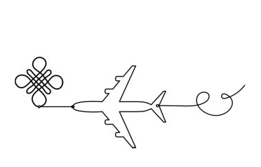 Beyaz arkaplanda çizgi olarak düzlem çizili sonsuz uğurlu düğümün işareti