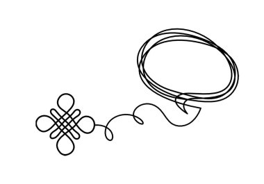 Beyaz arkaplanda çizgi çizimi olarak yorumlanan sonsuz uğurlu düğümün işareti