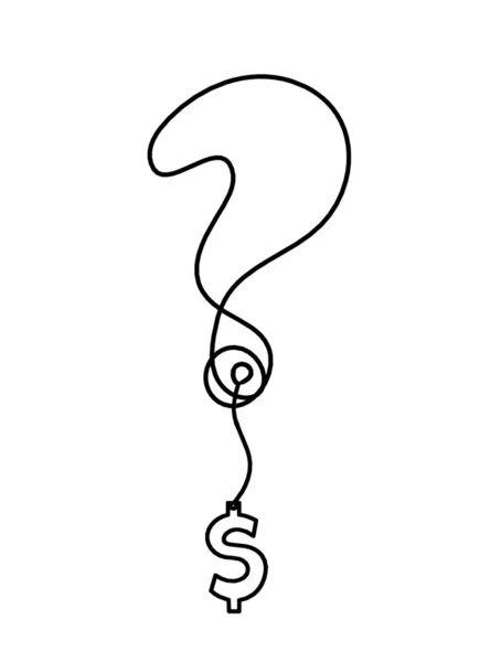 Abstract Question Mark Dollar Continuous Lines Drawing White Background — Stock Vector