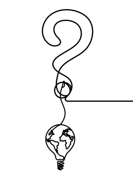 白い背景に描画するライトバルブ連続行の抽象的な質問マーク — ストックベクタ
