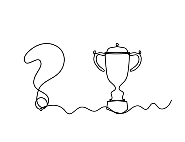 Abstract Question Mark Trophy Continuous Lines Drawing White Background — Stock Vector