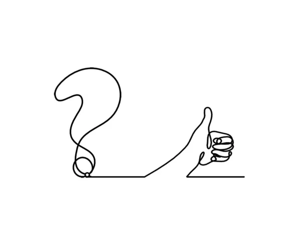白い背景に描画する連続線として手で抽象的な質問マーク — ストックベクタ