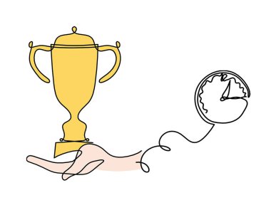 Arkaplan olarak beyaz üzerine çizgiler çizen saat ile soyut renk bardağı