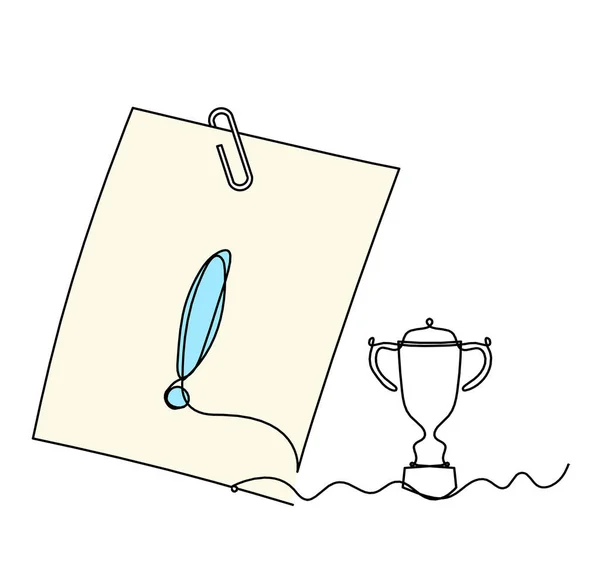 Abstract Color Paper Paper Clip Trophy Line Drawing White Background — Foto de Stock