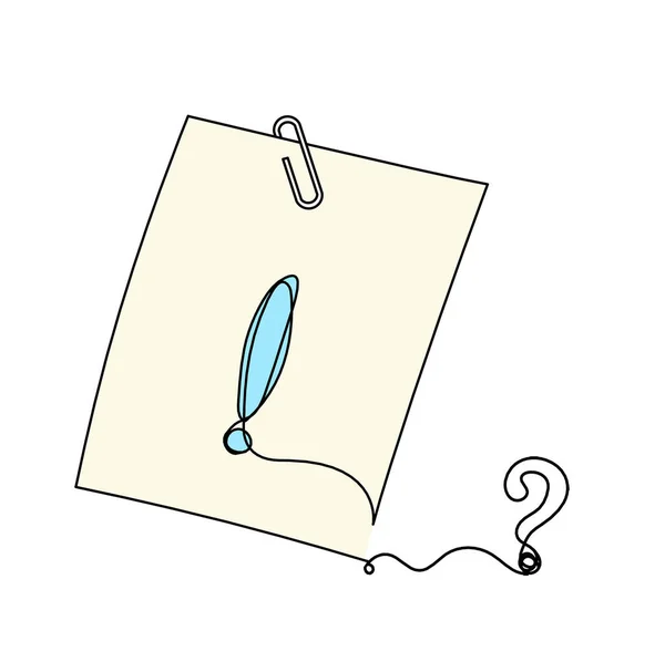 Abstract Color Paper Paper Clip Question Mark Line Drawing White — Stockfoto