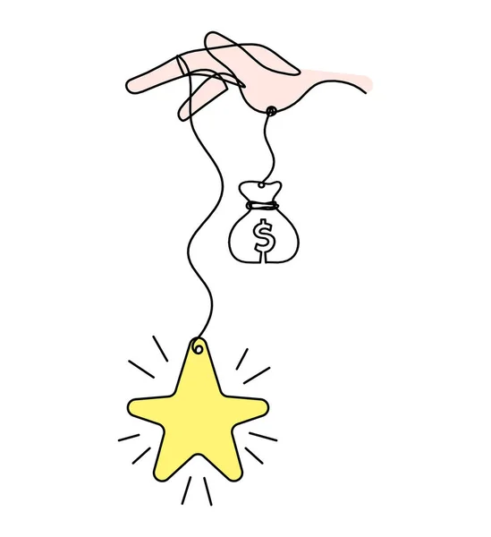 Estrela Cor Abstrata Com Mão Dólar Como Desenho Linha Fundo — Fotografia de Stock