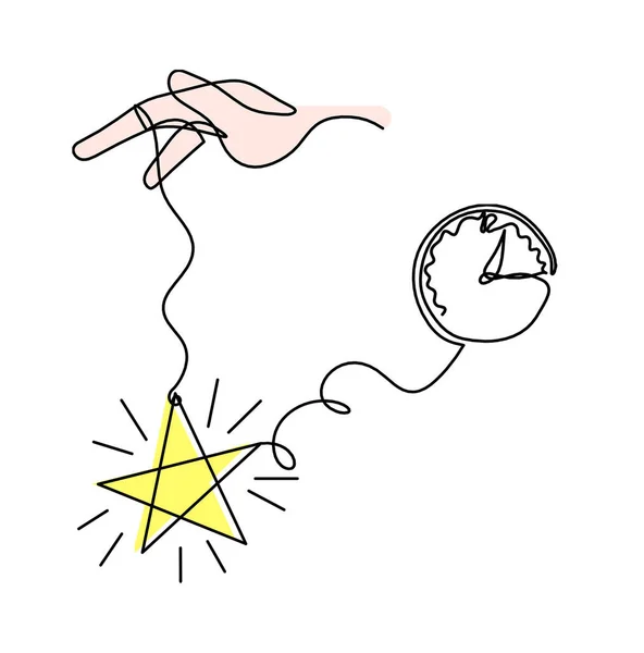 Абстрактный Цвет Звезды Рукой Часами Рисование Линии Белом Фоне — стоковое фото