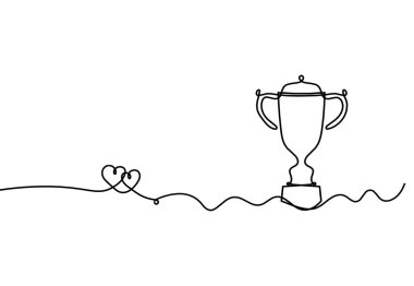 Kupalı soyut kalpler beyaz arkaplanda sürekli çizgi olarak çiziliyor