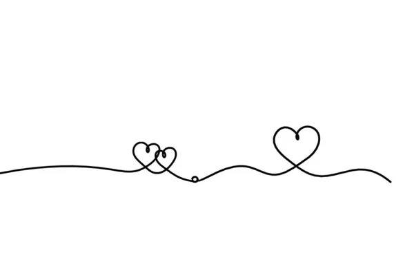 Abstract Hearts Heart Continuous Line Drawing White Background — Stock Vector