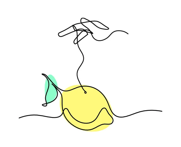 Cor Linha Desenho Limão Com Mão Sobre Fundo Branco — Fotografia de Stock