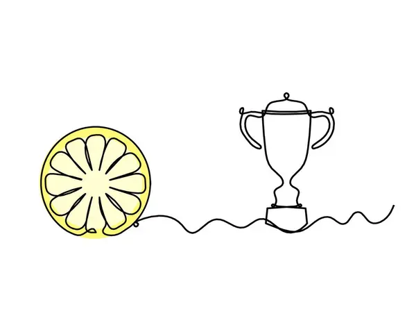 Color Línea Dibujo Limón Con Trofeo Fondo Blanco —  Fotos de Stock