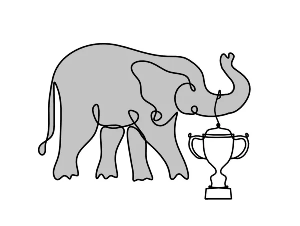 Silhouette Color Abstract Elephant Trophy Line Drawing White — Stock Photo, Image
